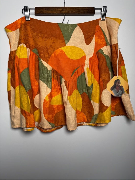 Target Dresses & Skirts - Fe Noel x Target Mini Skirt Size 16 Abstract Orange Yellow  55% Linen 45% rayon